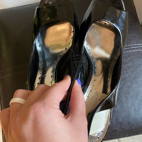 BCBGirls Black Slingback Peep Toe Heels Size 9 - Picture 10 of 12